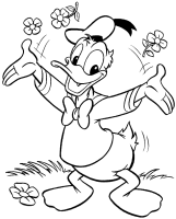 A coloring page of donald duck
